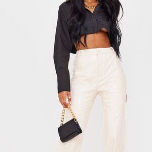 NEW Tall Cream Seam Detail PU Pants / Pretty Little Thing